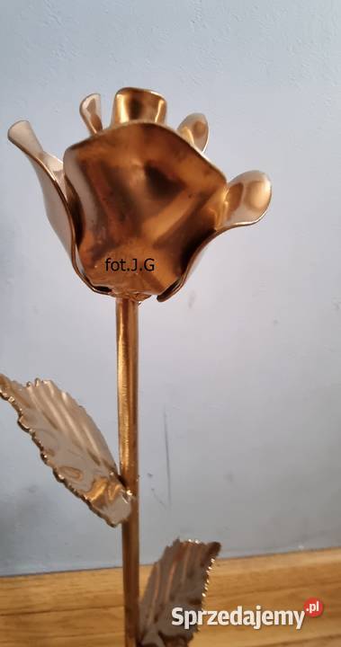 Wieczna złota róża z metalu wyjątkowy prezent Piła