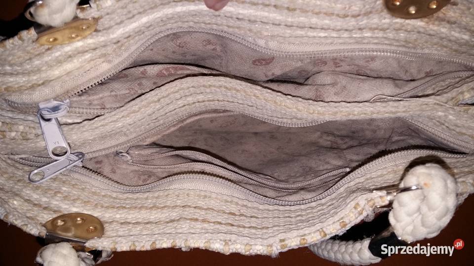 Pakowna miejska torebka oliwkowogranatowa ecru Łódź sprzedam