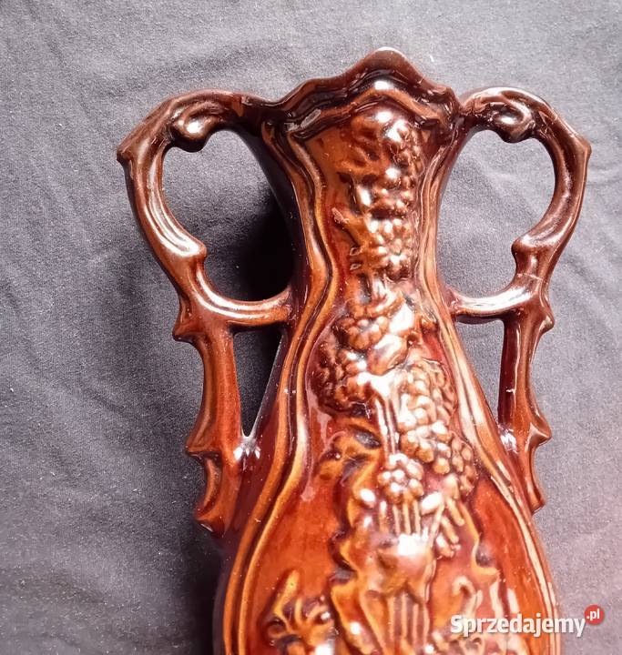 Ceramiczny szkliwiony wazon amfora pracownia Koźminek