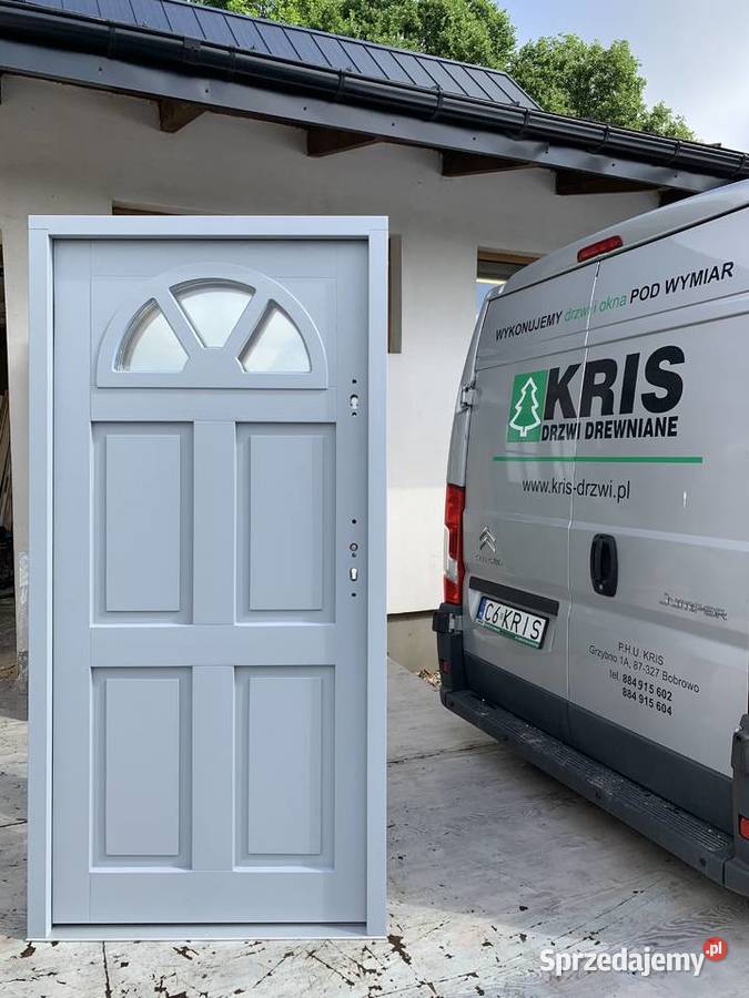 Drzwi Zewnętrzne drewniane Jodełka BIAŁE CZYSTE Brodnica sprzedam