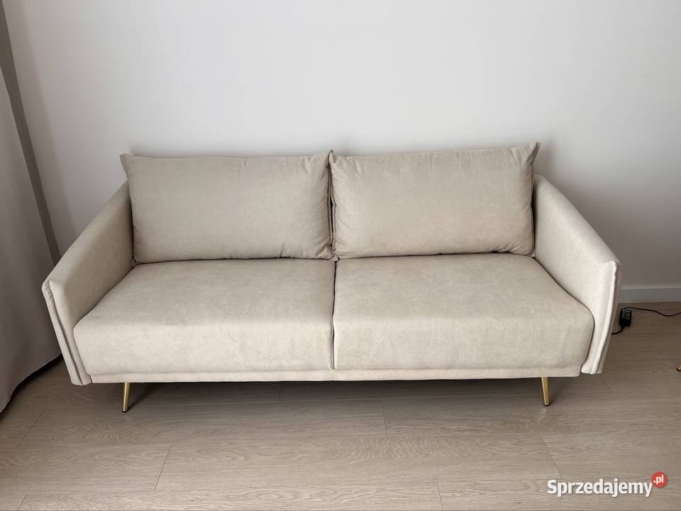 Sofa 3 osobowa MAURA Welur Beżowy Beliani pomorskie