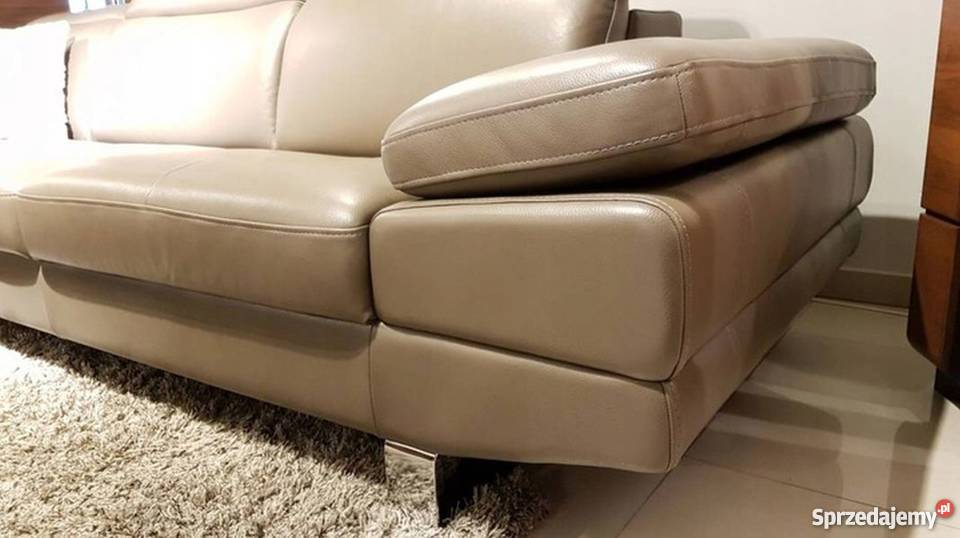 Nowoczesna Kanapa z Otomaną Chrom Skóra Tkaniny Gdańsk
