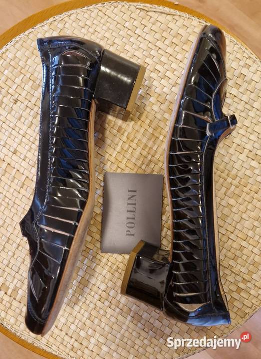 Damskie BUTY wizytowe Pollini czarne lakierki Półbuty Lublin