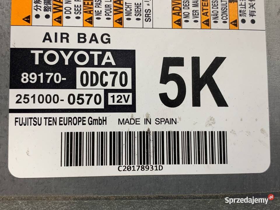 SENSOR AIRBAG TOYOTA YARIS III 891700DC70