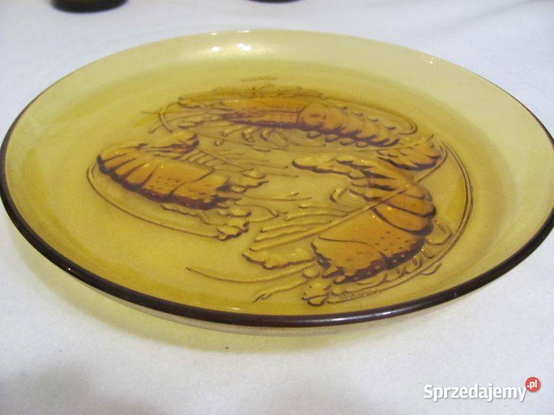 Talerz z homarem Szkło z bursztynu Porcelana i szkło sprzedam