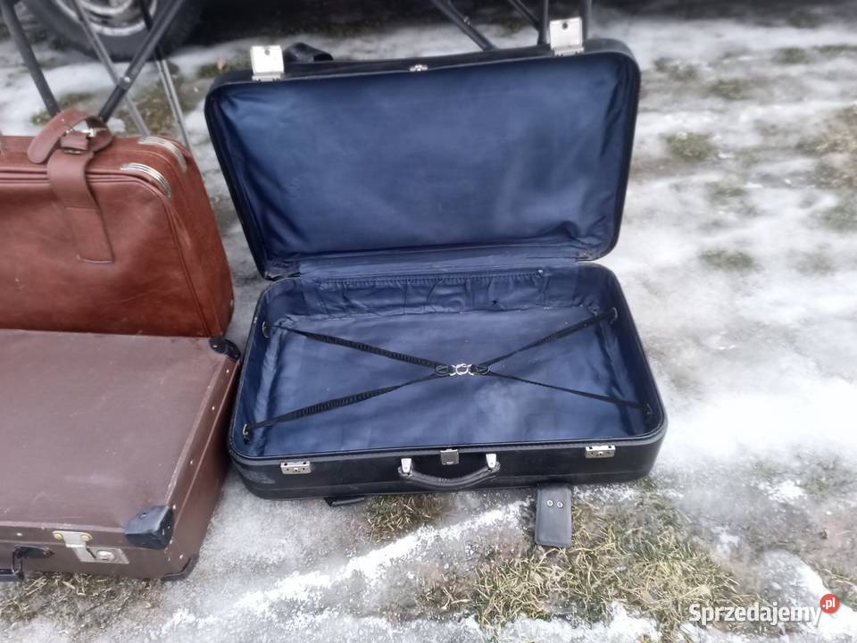 Walizka stara tekturowa z plastiku skóra Kozłów Biskupi