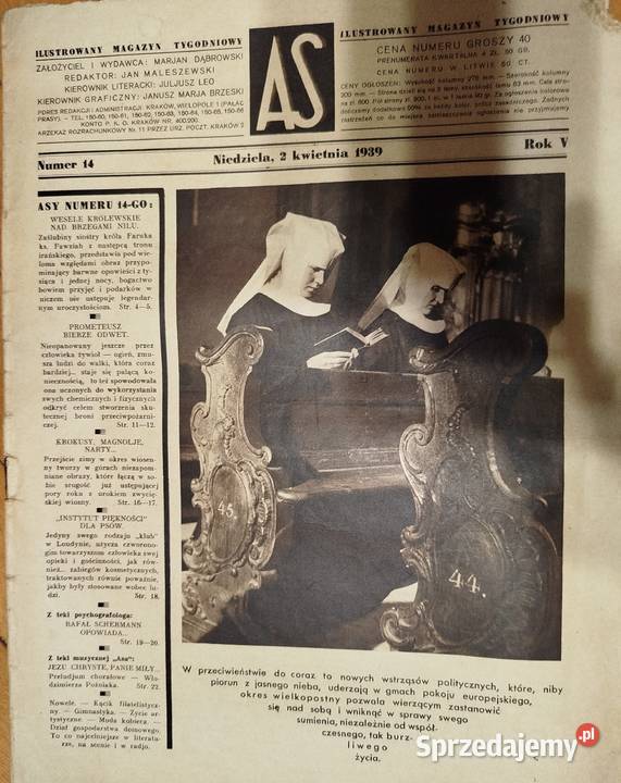 AS Ilustrowany magazyn tygodniowy 1939 14 z 2 Kraków sprzedam