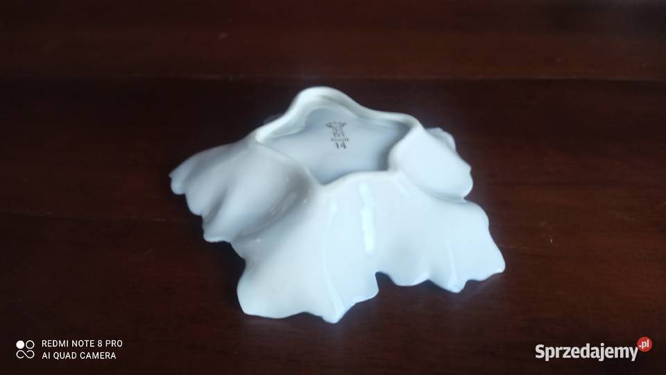 Muszelka porcelana kobaltowa pomarańczowe kwiaty