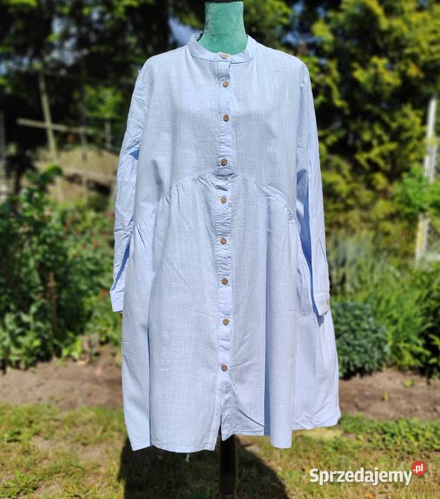 Niebieska sukienka plus size 5XL 50 bawełna Odzież damska Szczecin sprzedam