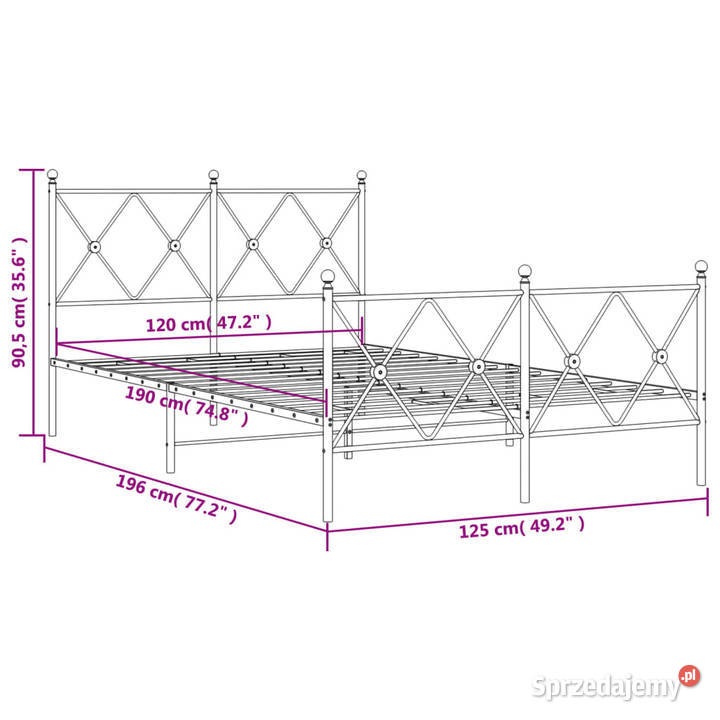 Łóżko Metalowe Białe Rama Łóżka Ze Stelażem 125cm Warszawa