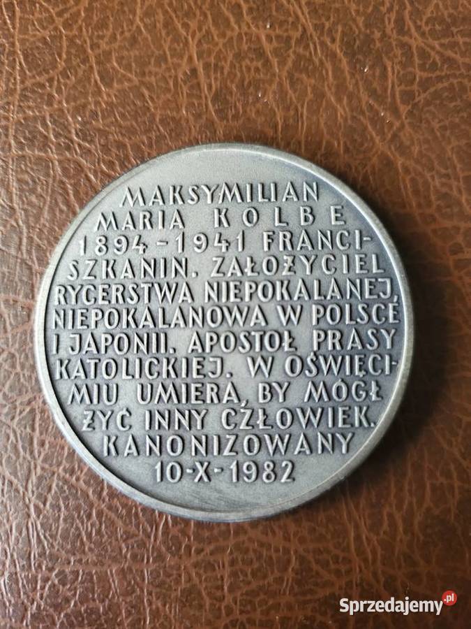 Srebrny medal Maksymilian Kolbe lubuskie Zielona Góra sprzedam