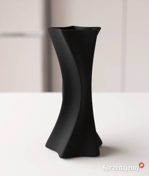 Wazon na kwiaty nowoczesny unikat druk 3d czarny Łódź