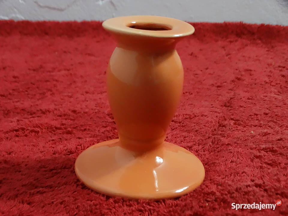 Stylowy ceramiczny świecznik soczysty pomarańcz Biłgoraj