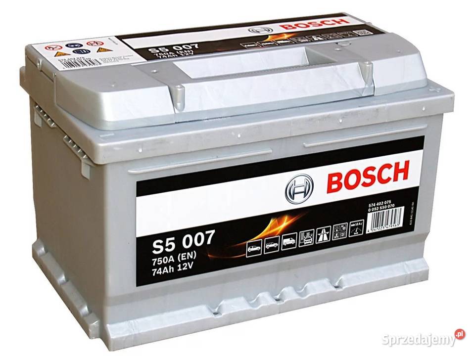 Akumulator Bosch 74Ah 750A EN S5007 PRAWY PLUS Układ elektryczny, zapłon Warszawa