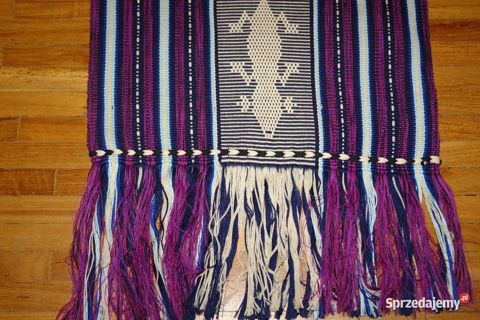 Bieżnik egzotyczny ręcznie tkany odcienie fioletowego