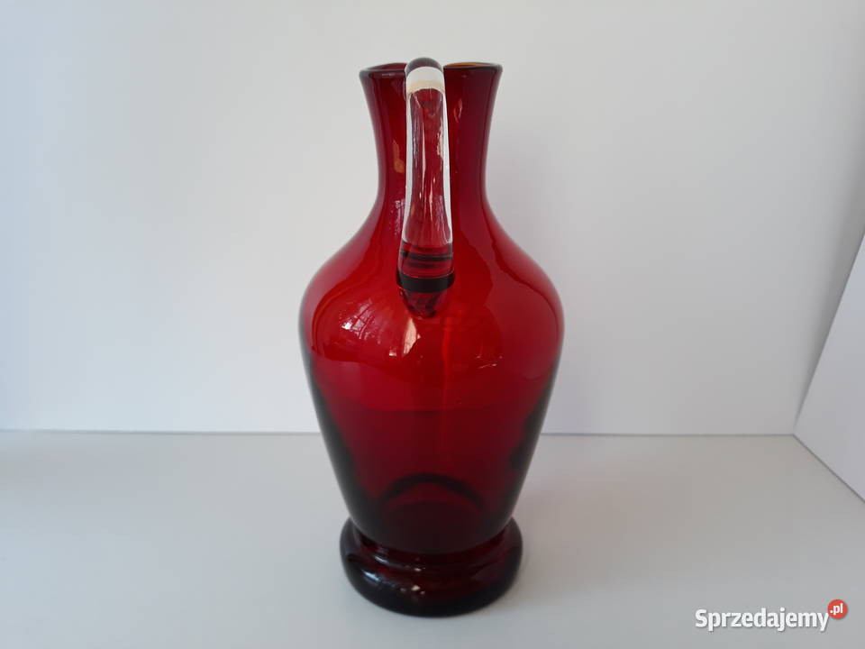 Szklany dzban dzbanek kolorowe szkło PRL Dąbrowa Górnicza sprzedam