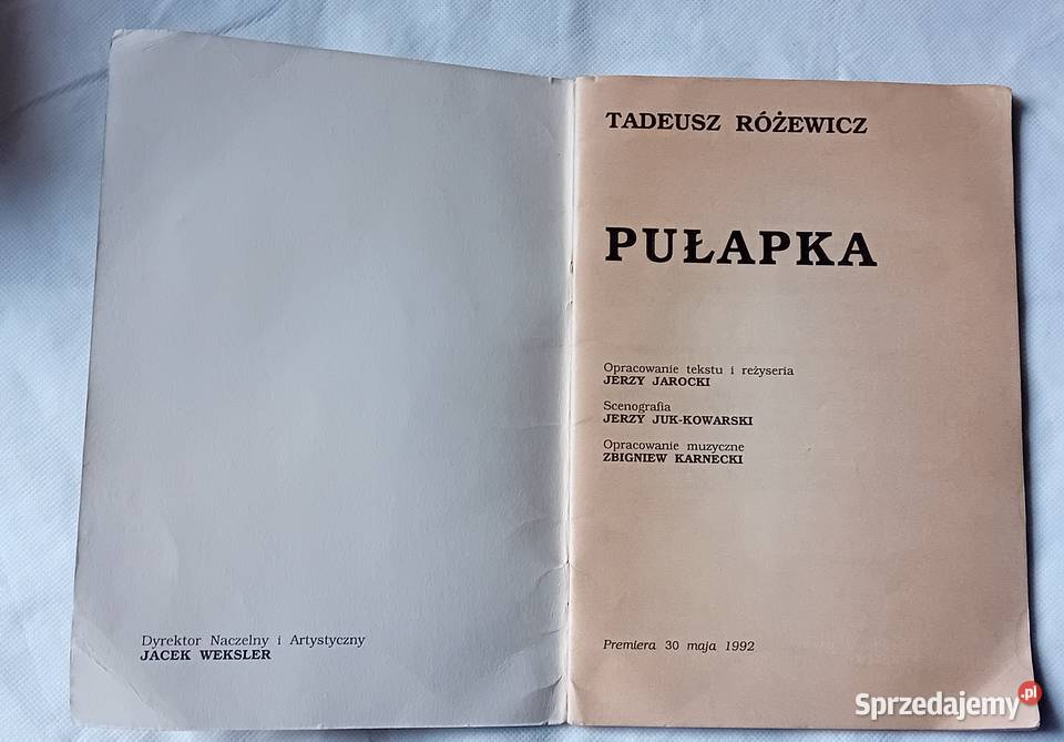 Folder premierowy Tadeusz Różewicz Pułapka Teatr Koźminek