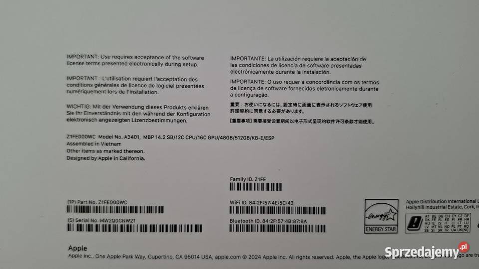 MacBook Pro 14 M3 Pro POTEŻNE 48GB RAM NOWY Kraków