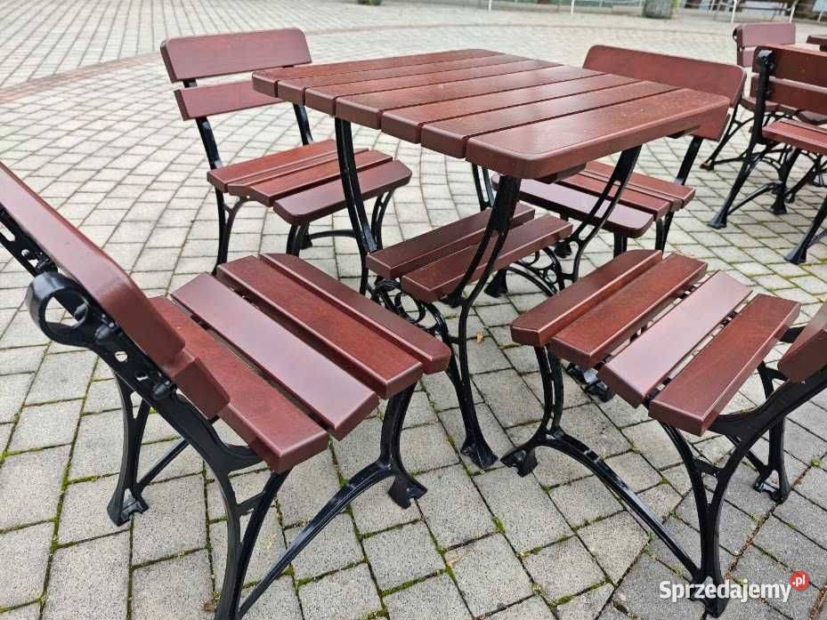 Zestaw ogrodowy żeliwny stół 75x75 4 krzesła śląskie Góra