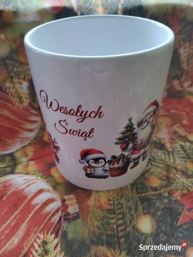 Kubek świąteczny z napisem wesołych świąt Sosnowiec