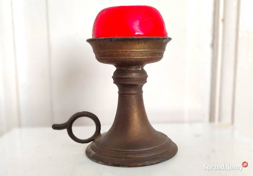 stary świecznik kaganek mosiężny Antyki Gdańsk