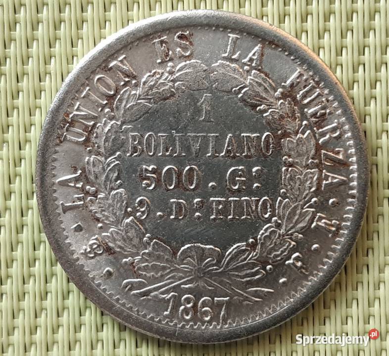 MonetaNumizmatKopia 1 BOLIVIANO 1867 BOLIVIA 5 Pruszków sprzedam