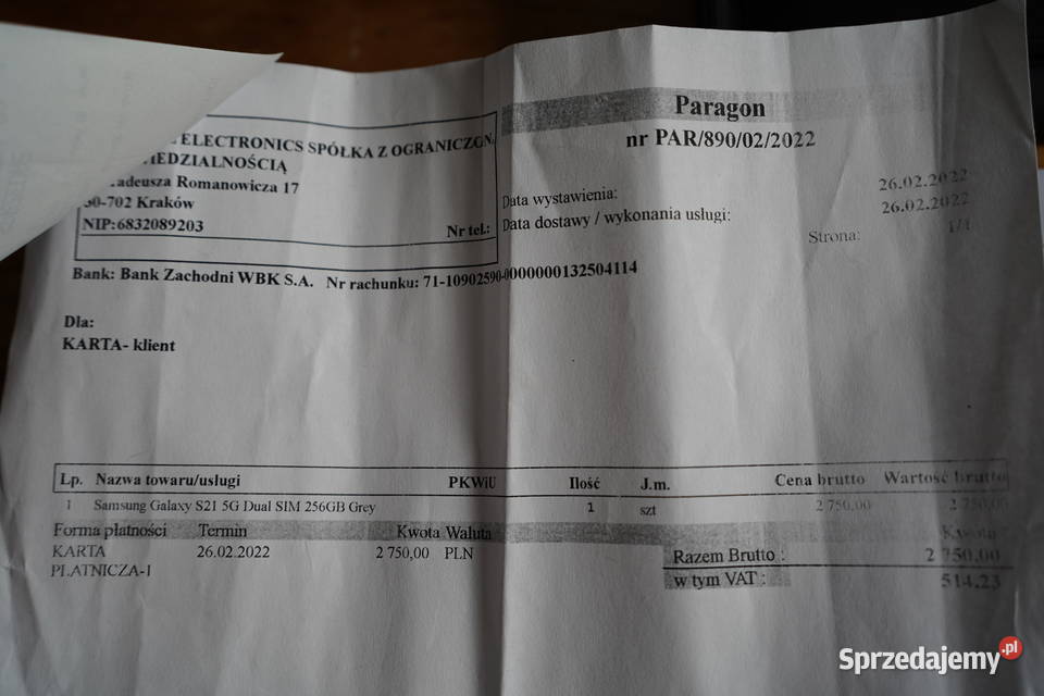 Samsung S21 5G 256 GB 7 miesiecy Gwarancji małopolskie Kraków sprzedam