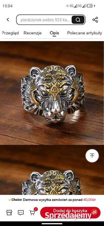 Sygnet lew srebro 925 srebro Pruba luksusowy Warszawa