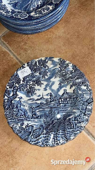 Talerzyk niebieska angielska porcelana Antyki, Sztuka, Kolekcje