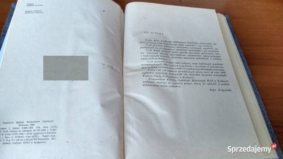 Zarys dydaktyki matematyki Cz 1 Zofia Krygowska szkoła podstawowa Gdańsk sprzedam