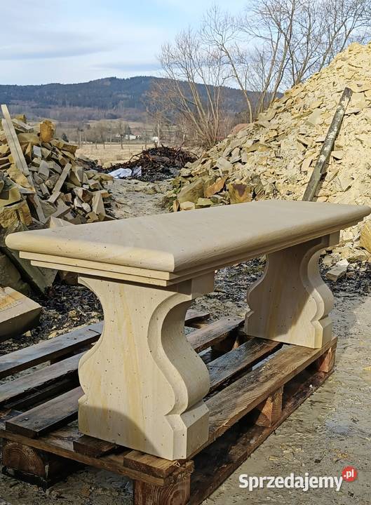 Ławka z piaskowca ręczna robota naturalny kamień dolnośląskie Kamienna Góra sprzedam