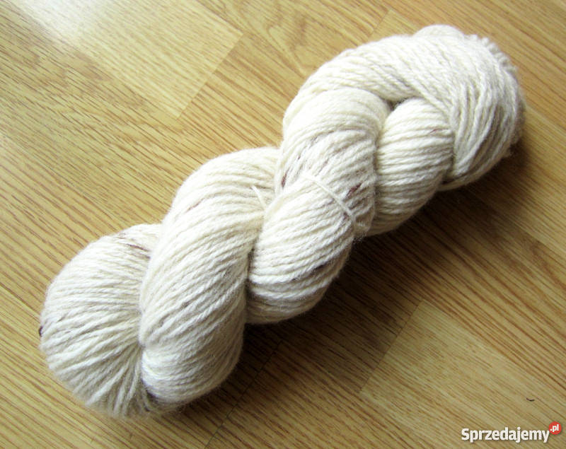 Włóczka owcza wełna 100 gruba ecru nakrapiana małopolskie