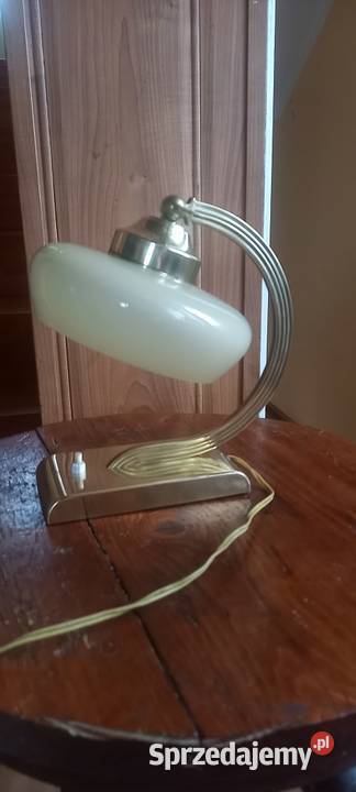 Lampka w stylu Art Deco z mosiądzu klosz beret