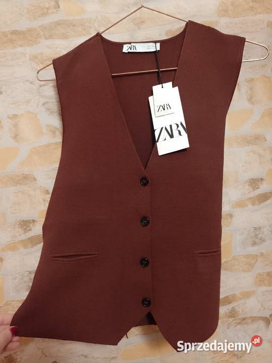 40L ZARA Brązowa Dzianinowa Kamizelka Kraków