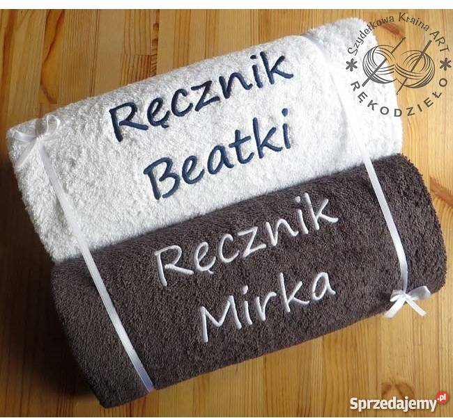 Ręcznik z HAFTEM napisem IMIĘ prezent DZIEŃ kujawsko-pomorskie Toruń