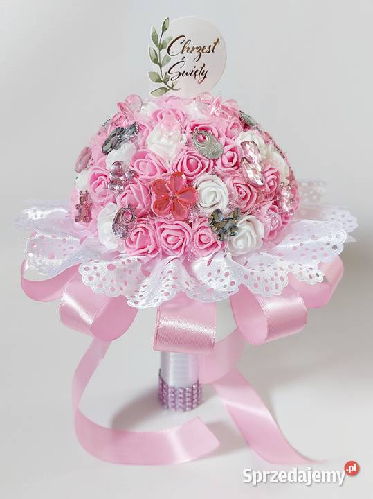 Bukiet na chrzest różowy niebieski Radzyń Podlaski