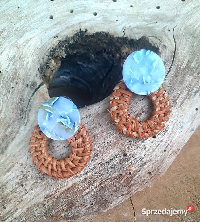 Nowe kolczyki na sztyft z wikliny naturalnej Kolczyki Gdańsk