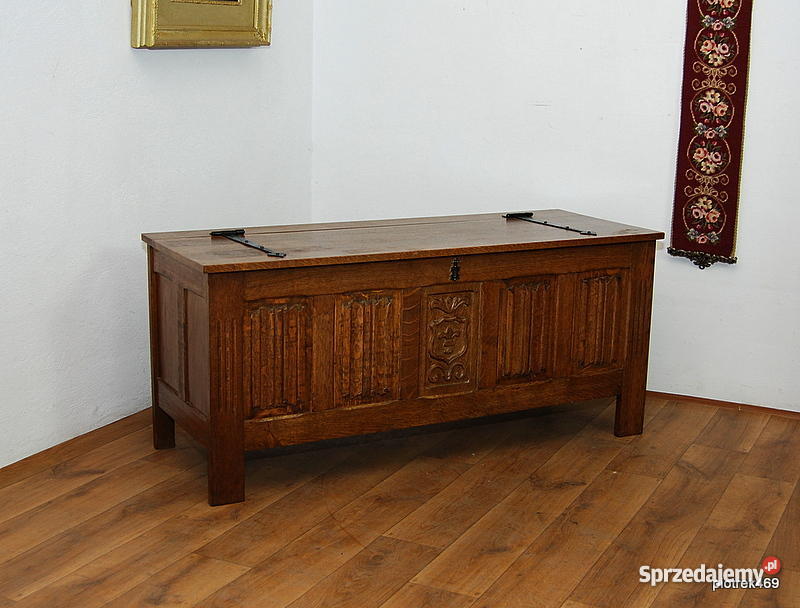 SOLIDNY DUŻY DĘBOWY KUFER SKRZYNIA SZAFKA DĄB Świdnica