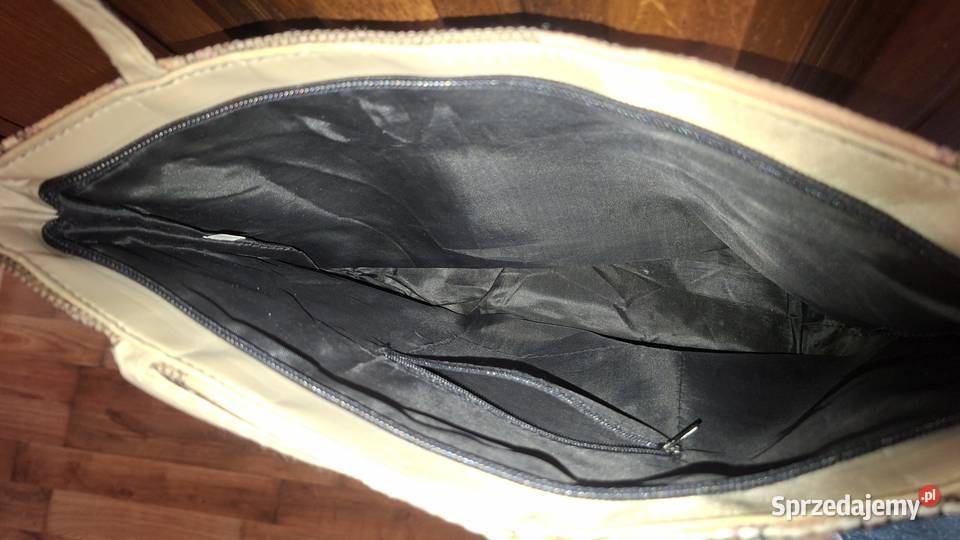 Jasno brązowa materiałowa torebka w paski Dla kobiet Zielona Góra sprzedam