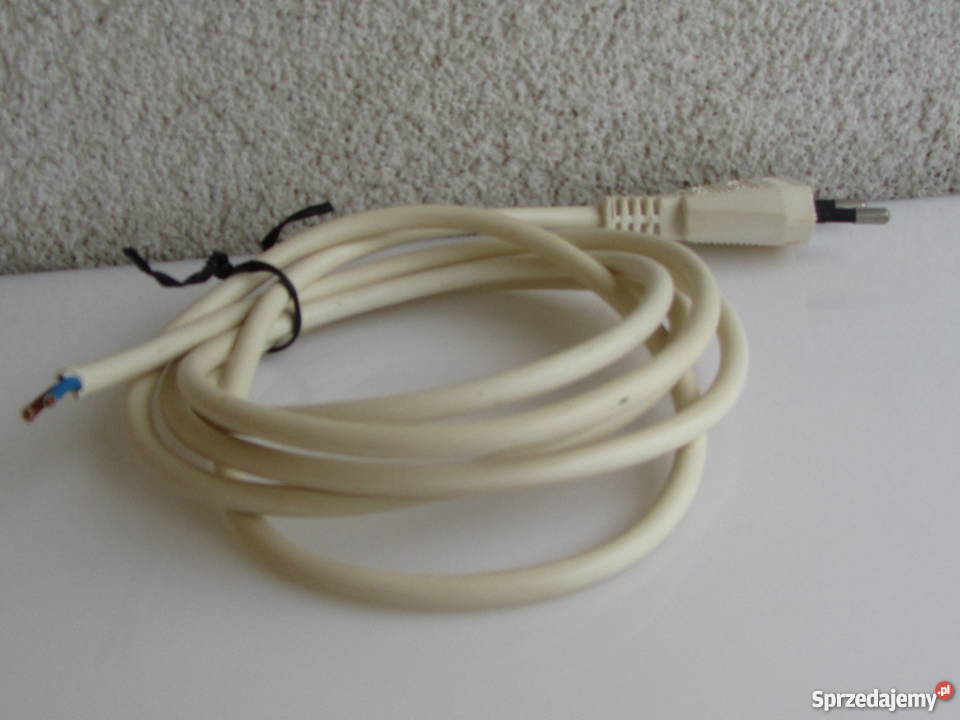 Kabel biały wtyczka płaska dwużyłowy okrągły Olecko