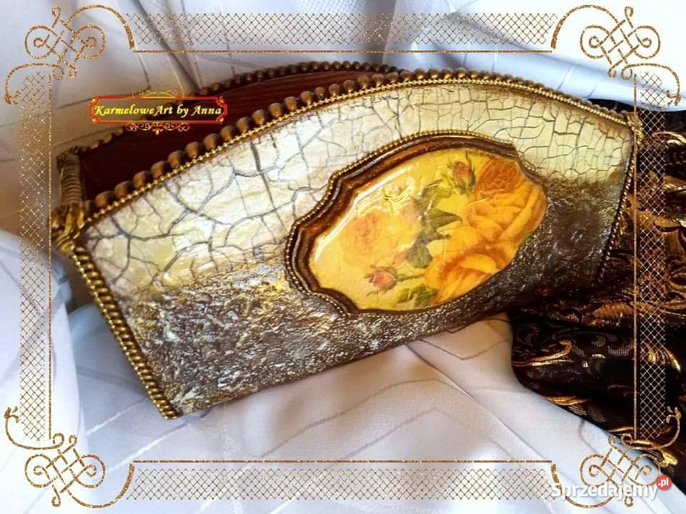 Pojemnik organizer decoupage rękodzieło