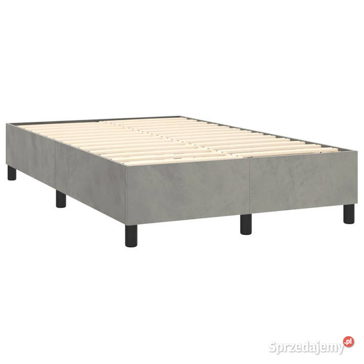 Łóżko kontynentalne z materacem i LED szare 128cm