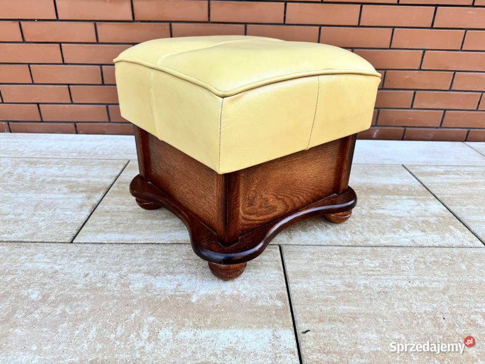 Pufa skórzana podnóżek skórzany stołek skóra Sulbiny sprzedam