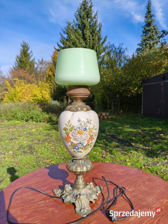 Zabytkowa pałacowa elektryczna lampa stołowa Wrocław