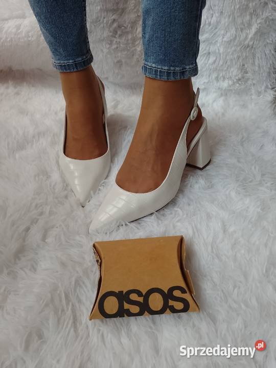 40 ASOS Białe teksturowane czółenka z odkrytą małopolskie Kraków