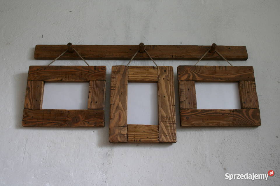 zestaw 3 drewnianych ramek na zdjęcia 10x15 na podkarpackie Mielec
