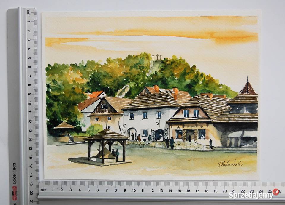 Kazimierz Dolny pejzaż akwarela bez ramy obraz lubelskie Lublin