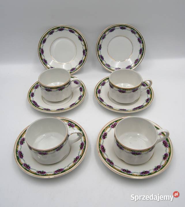 Porcelana KPM zestaw 4 filiżanek ze spodkiem wielkopolskie Poznań