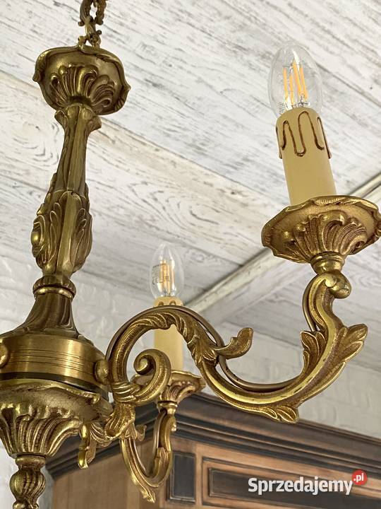 Francuski Żyrandol Francja mosiądz 4ram Antyk Lampy wiszące wielkopolskie