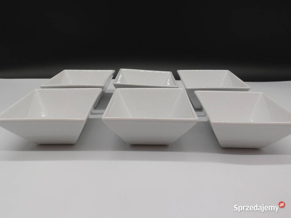 Zestaw 6 Kwadratowych Salaterek Porcelanowych Raszków